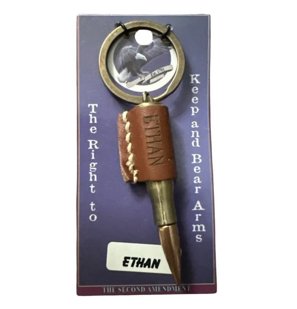 2nd Amendment Faux Rifle Bullet Keychain Name Ethan Montana Artistic Impressions